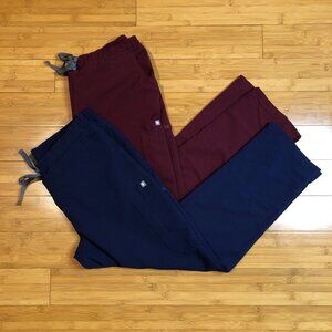 Two Pair of Figs Yola Bundle sz Large Maroon Navy Uniform Burgundy Blue